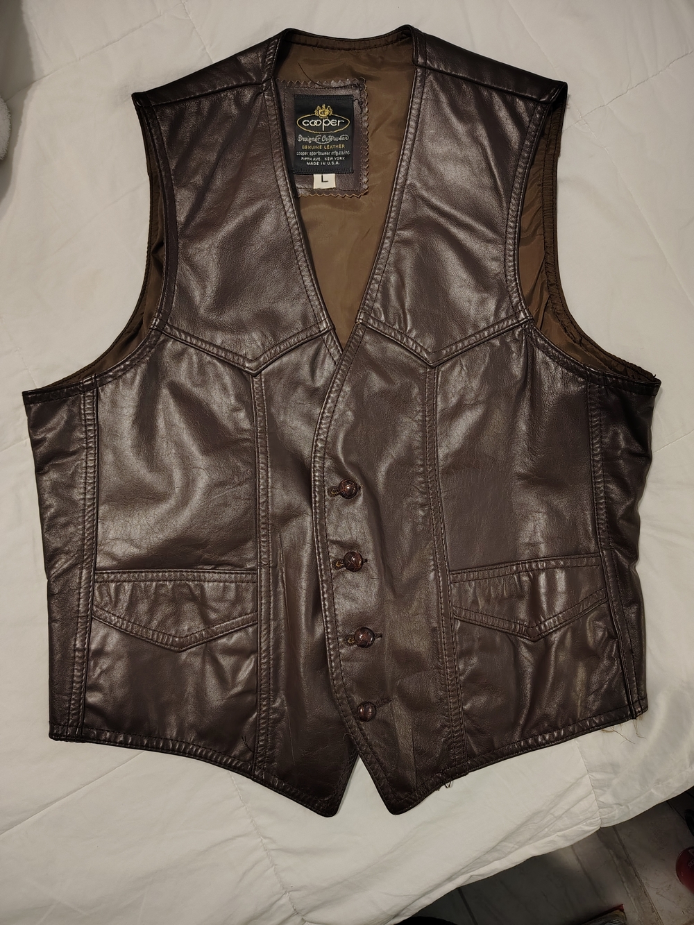 Brown Leather Men's Vest -